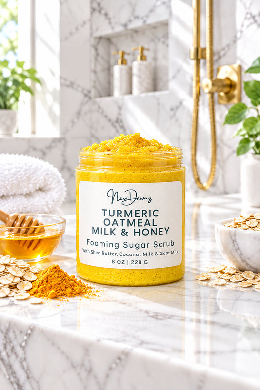 Turmeric Oatmeal Milk & Honey Foaming Sugar Scrub With Shea Butter