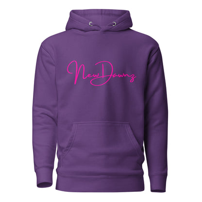 New Dawnz High Quality Hoodie with Hot Pink Logo - Four Color Choices